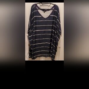 Ellos Navy and White Striped Blouse
